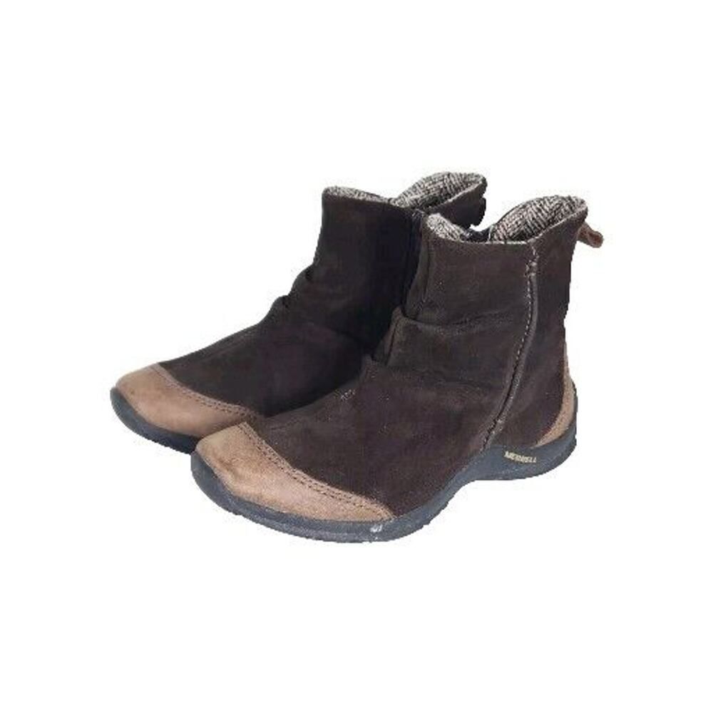 Merrell Women's Freisa US7 Brown Suede Leather Slouch Zide Zip Ankle Booties